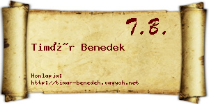 Timár Benedek névjegykártya